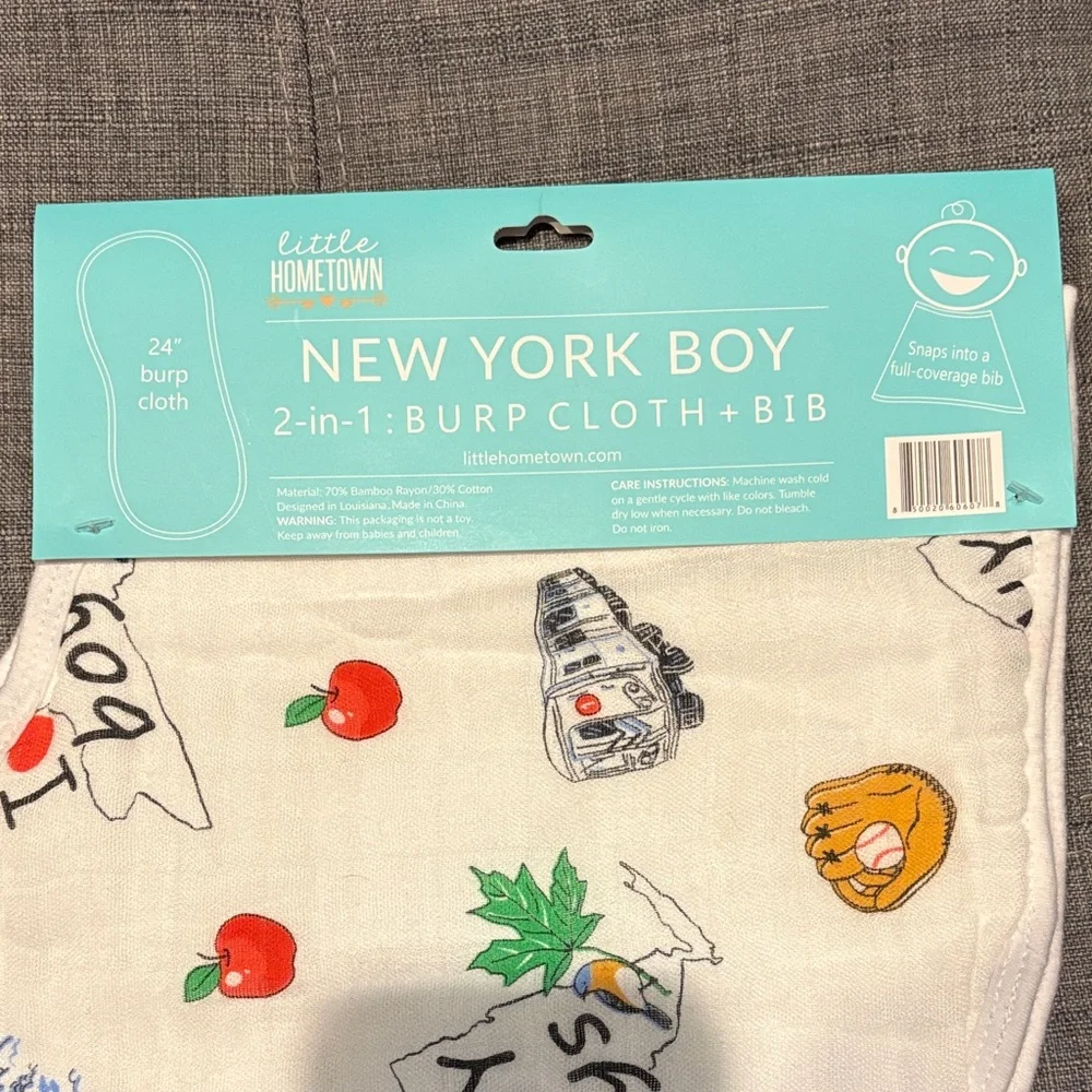New York Boy Bib 2 in 1 Burp Cloth + Bib - 24